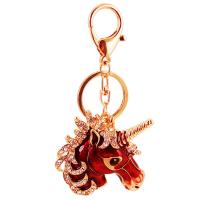 Bag Purse Charms Keyrings Keychains, Tibetan Style, Unicorn, gold color plated, enamel & with rhinestone, more colors for choice, nickel, lead & cadmium free, 127mm,77x75mm, Sold By PC
