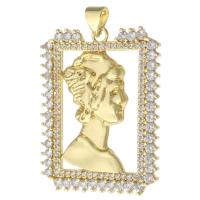 Cubic Zirconia Micro Pave Brass Pendant, Character, gold color plated, DIY & micro pave cubic zirconia, golden, nickel, lead & cadmium free, 26x33.50x2mm, Hole:Approx 3mm, Sold By PC