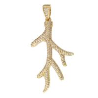 Cubic Zirconia Micro Pave Brass Pendant Branch gold color plated DIY & micro pave cubic zirconia golden nickel lead & cadmium free Approx 3mm Sold By PC