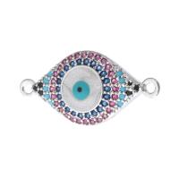 Evil Eye Connector Brass silver color plated DIY & micro pave cubic zirconia & enamel & 1/1 loop nickel lead & cadmium free Approx 1mm Sold By PC