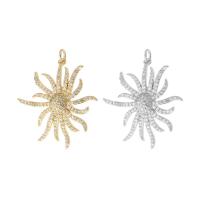 Cubic Zirconia Micro Pave Brass Pendant, Flower, plated, DIY & micro pave cubic zirconia, more colors for choice, nickel, lead & cadmium free, 30x32x6mm, Hole:Approx 3mm, Sold By PC