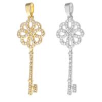 Cubic Zirconia Micro Pave Brass Pendant Key plated DIY & micro pave cubic zirconia nickel lead & cadmium free Approx 2.5mm Sold By PC