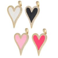 Cubic Zirconia Micro Pave Brass Pendant Heart gold color plated DIY & micro pave cubic zirconia & enamel nickel lead & cadmium free Approx 4.5mm Sold By PC