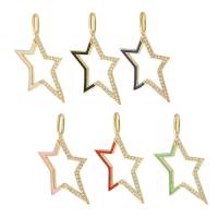 Cubic Zirconia Micro Pave Brass Pendant Star gold color plated DIY & micro pave cubic zirconia & enamel & hollow nickel lead & cadmium free Approx 2mm Sold By PC