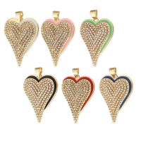 Cubic Zirconia Micro Pave Brass Pendant, Heart, gold color plated, DIY & micro pave cubic zirconia & enamel, more colors for choice, nickel, lead & cadmium free, 21x29x2mm, Hole:Approx 3mm, Sold By PC