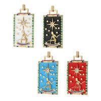 Cubic Zirconia Micro Pave Brass Pendant, Rectangle, gold color plated, DIY & micro pave cubic zirconia & enamel, more colors for choice, nickel, lead & cadmium free, 27x48x4mm, Hole:Approx 2mm, Sold By PC