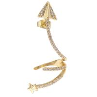Fashion Earring Cuff and Wraps, Brass, gold color plated, fashion jewelry & micro pave cubic zirconia, golden, nickel, lead & cadmium free, 18x41x14mm, Sold By PC