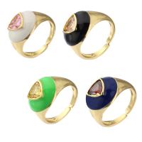 Sześciennych cyrkon Brass Ring Finger, Mosiądz, Platerowane w kolorze złota, biżuteria moda & mikro utorować cyrkonia & emalia, dostępnych więcej kolorów, bez zawartości niklu, ołowiu i kadmu, 15mm,3mm, rozmiar:5.5, sprzedane przez PC