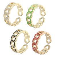Brass Cuff Finger Ring, Donut, gold color plated, fashion jewelry & enamel & hollow, more colors for choice, nickel, lead & cadmium free, 6mm, US Ring Size:7, Sold By PC
