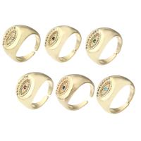 Cubic Zirconia Micro Pave Brass Ring gold color plated fashion jewelry & evil eye pattern & micro pave cubic zirconia nickel lead & cadmium free 14mm 2mm US Ring Sold By PC