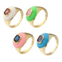 Cubic Zircon Brass Finger Ring, gold color plated, fashion jewelry & micro pave cubic zirconia & enamel, more colors for choice, nickel, lead & cadmium free, 14.5mm,2.5mm, US Ring Size:6.5, Sold By PC