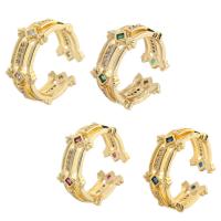 Cubique anneau en laiton Circonia Micro Pave, Lettre C, Placage de couleur d'or, bijoux de mode & pavé de micro zircon, plus de couleurs à choisir, protéger l'environnement, sans nickel, plomb et cadmium, 9mm, Taille:6.5, Vendu par PC