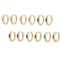 Messing Huggie Hoop Earring, Donut, gold plated, mode sieraden & micro pave zirconia, meer kleuren voor de keuze, nikkel, lood en cadmium vrij, 4x17.50x20.50mm, Verkocht door pair