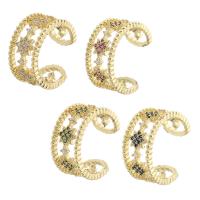 Kubisk Circonia Micro bane messing Ring, Letter C, guldfarve belagt, mode smykker & Micro Pave cubic zirconia, flere farver til valg, nikkel, bly & cadmium fri, 9.50mm, Størrelse:6, Solgt af PC