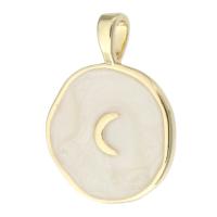 Brass Jewelry Pendants Flat Round gold color plated DIY & enamel nickel lead & cadmium free Approx 2mm Sold By PC