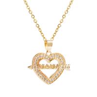 Cubic Zircon Micro Pave Brass Necklace, gold color plated, different styles for choice & micro pave cubic zirconia & for woman, gold, 18x16mm, Length:Approx 17.7 Inch, Sold By PC