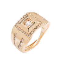 Cubic Zirconia Micro Pave Brass Ring gold color plated Adjustable & micro pave cubic zirconia & for man gold 20mm Sold By PC