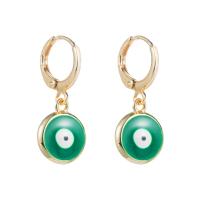 Evil Eye Earrings Brass gold color plated for woman & enamel Sold By Pair