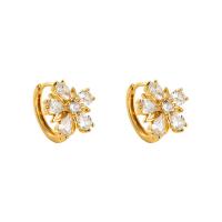 Cubic Zirconia Micro Pave Brass Earring, Flower, gold color plated, micro pave cubic zirconia & for woman, more colors for choice, 20x16mm, Sold By Pair