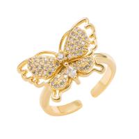 Cubic Zirconia Micro Pave Brass Ring gold color plated Adjustable & micro pave cubic zirconia & for woman gold 20mm Sold By PC