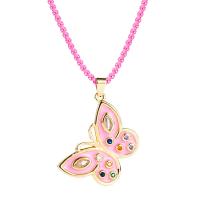 Cubic Zircon Micro Pave Brass Necklace, Butterfly, gold color plated, micro pave cubic zirconia & for woman & enamel, more colors for choice, 30x30mm, Length:Approx 19.68 Inch, Sold By PC