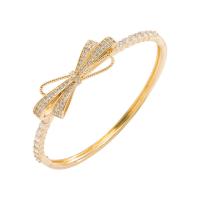 Bracelet cubique en laiton zircon pavent, Placage de couleur d'or, styles différents pour le choix & pavé de micro zircon & pour femme, Or, 60mm, Vendu par PC