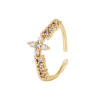 Cubic Zirconia Micro Pave Brass Ring gold color plated & micro pave cubic zirconia & for woman & with plastic pearl gold 20mm Sold By PC