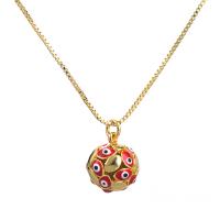Evil Eye Jewelry Necklace, Brass, gold color plated, for woman & enamel, more colors for choice, 15mm, Length:Approx 17.7 Inch, Sold By PC