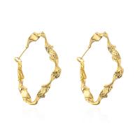 Латунь Leverback Серьга, плакированный настоящим золотом, ювелирные изделия моды & Женский, золотой, 48x39mm, продается Пара