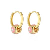 Boucles d'oreilles Mal Eye, laiton, Plaqué d'or, pour femme & émail, plus de couleurs à choisir, 22x18mm, Vendu par paire