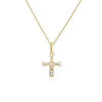Cubic Zircon Micro Pave Brass Necklace, Cross, real gold plated, micro pave cubic zirconia & for woman, more colors for choice, 28x16mm, Length:Approx 19.68 Inch, Sold By PC