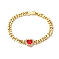 Cubic Zirconia Micro Pave Brass Bracelet, real gold plated, micro pave cubic zirconia & for woman, more colors for choice, 14x22mm, Length:20 cm, Sold By PC