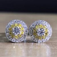 Cubic Zirconia Micro Pave Brass Earring Geometrical Pattern platinum plated micro pave cubic zirconia & for woman nickel lead & cadmium free 10.50mm Sold By Pair