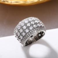 Cubic Zirconia Micro Pave Brass Ring, Geometrical Pattern, platinum plated, different size for choice & micro pave cubic zirconia & for woman, nickel, lead & cadmium free, 14.50mm, US Ring Size:6-10, Sold By PC