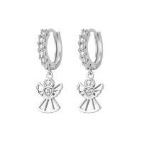 Cubic Zirconia Micro Pave Brass Earring Angel Wing plated micro pave cubic zirconia & for woman & hollow nickel lead & cadmium free Sold By Pair