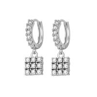 Cubic Zirconia Micro Pave Brass Earring Geometrical Pattern plated micro pave cubic zirconia & for woman nickel lead & cadmium free Sold By Pair