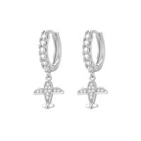Cubic Zirconia Micro Pave Brass Earring Airplane plated micro pave cubic zirconia & for woman nickel lead & cadmium free Sold By Pair