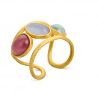 Resina anillo de dedo, metal, con resina, chapado en color dorado, ajustable & para mujer, más colores para la opción, tamaño:6-8, Vendido por UD