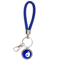 Bag Purse Charms Keyrings Keychains, Glass, with PU Leather & Tibetan Style, Evil Eye, plated, folk style & Unisex, 160mm, Sold By PC