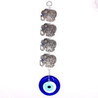 Ornements suspendus, alliage de zinc, avec chalumeau, éléphant, Plaqué de couleur d'argent, style folk & unisexe, 310mm, Vendu par PC