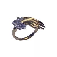 Kubisk Circonia Micro bane messing Ring, Hand, guldfarve belagt, justerbar & Micro Pave cubic zirconia & for kvinde, nikkel, bly & cadmium fri, Størrelse:6-8, Solgt af PC