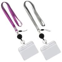 ABS Plastic Lanyard Card Holder with Polyester Cord & PVC Plastic portable & Unisex Sold By Set