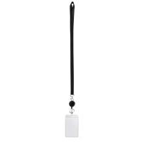ABS Plastic Lanyard Card Holder, with Polyester Cord, portable & Unisex & transparent, 450x15mm, Sold By Set