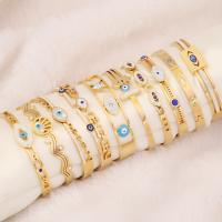 Bracelet Evil Eye bijoux, Acier inoxydable 304, bijoux de mode & styles différents pour le choix & pavé de micro zircon & pour femme, doré, Diamètre intérieur:Environ 60x50mm, Vendu par PC