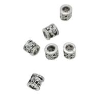 Tibetan Style Jewelry Beads, Column, antique silver color plated, DIY & hollow, nickel, lead & cadmium free, 6x6mm, Approx 100PCs/Bag, Sold By Bag