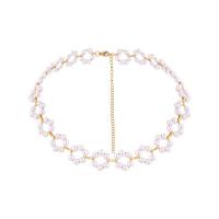 Tibetan Style Jewelry Necklace, with Plastic, with 11cm extender chain, gold color plated, for woman, white, nickel, lead & cadmium free, Length:Approx 37 cm, Sold By PC