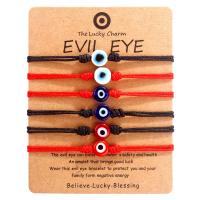 Evil Eye Jewelry Bracelet, Lampwork, with Nylon Cord, Flat Round, 2 pieces & Adjustable & Unisex, more colors for choice, 8mm, Length:Approx 16-26 cm, 2PCs/Set, Sold By Set