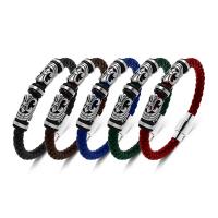 Bracelets cordon PU, cuir PU, avec acier inoxydable 316L, poli, bijoux de mode & longueur différente pour le choix & pour homme, plus de couleurs à choisir, 6mm, Vendu par PC