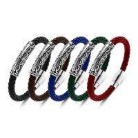 PU Leather Cord Bracelets, with 316L Stainless Steel, polished, fashion jewelry & different length for choice & Unisex, more colors for choice, 6mm, Sold By PC