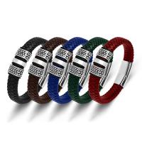 PU Leather Cord Bracelets with 316L Stainless Steel polished fashion jewelry & for man Sold By PC